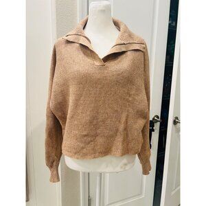 NWOT  pullover casual Half-zip up Turtle-neck Velour Oversized Sweater SMALL